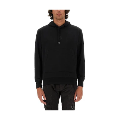 C.P. Company Black Hoodie Pullover Solid Color Long Sleeve CLSS033A006452W999