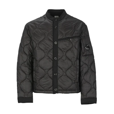 C.P. Company Black Logo Arm Badge Zip Long Sleeve Jacket. CMOW077A110158A999