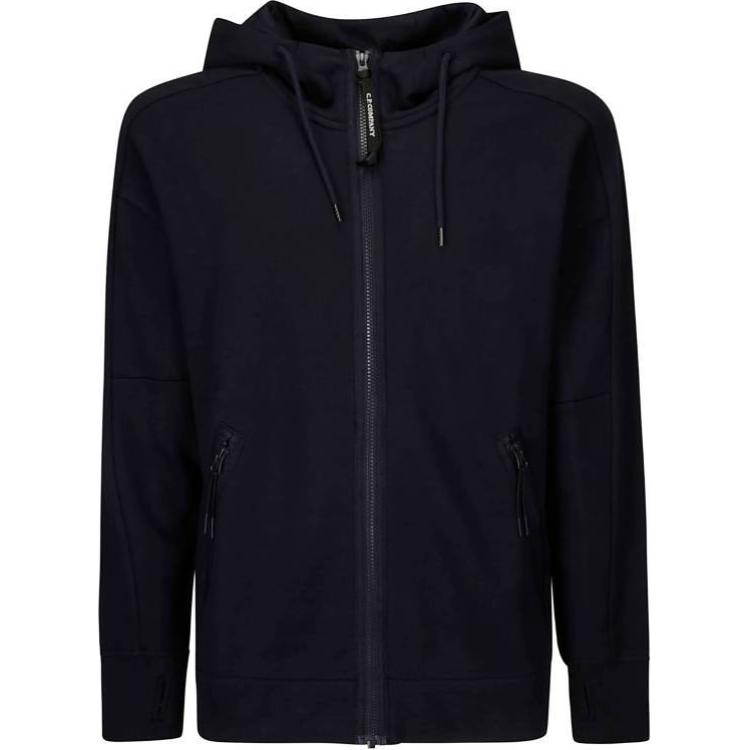 C.P. Company  Blue Zip-Up Hooded Jacket Long Sleeve Solid Color. CMSS028A005086W888