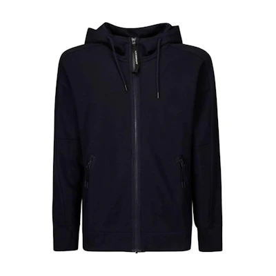 C.P. Company Blue Zip-Up Hooded Jacket Long Sleeve Solid Color. CMSS028A005086W888