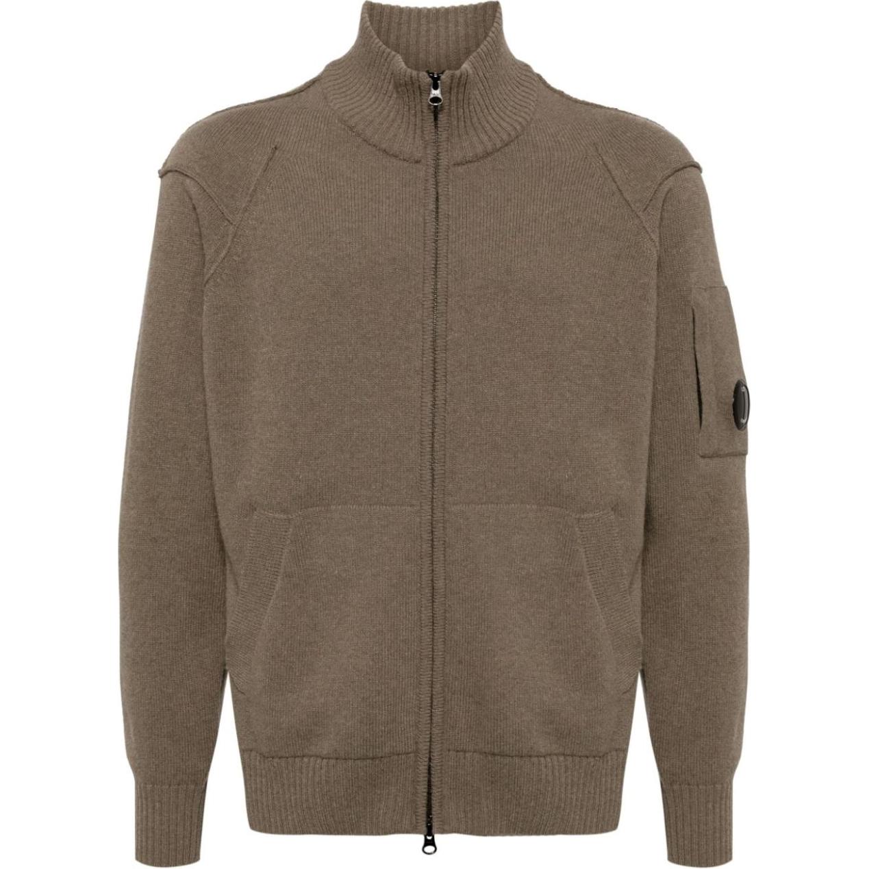 C.P. Company  Brown Full-Zip High Neck Sweater CMKN143A110149A359