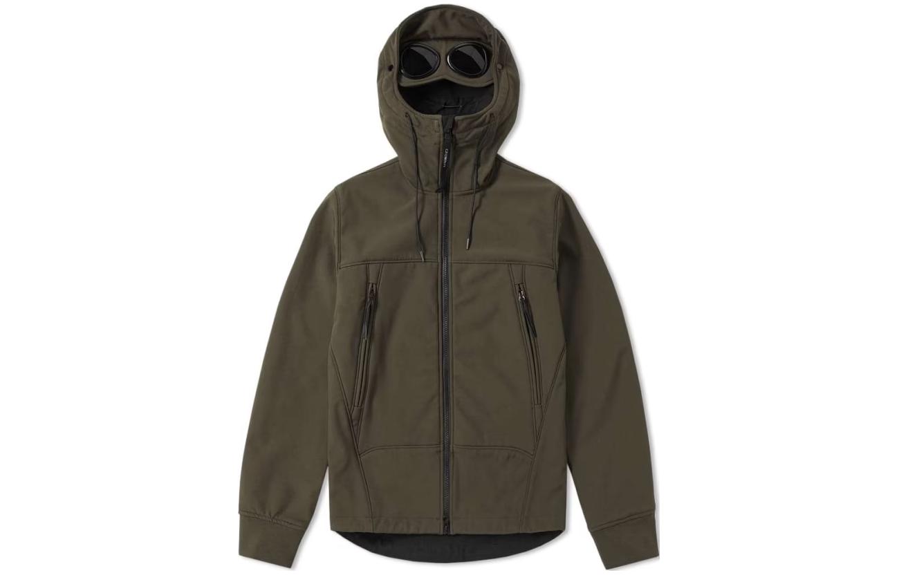 C.P. Company  Brown Goggle Hooded Zip-Up Jacket. 12CMOW001A005968A683