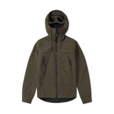 C.P. Company Brown Goggle Hooded Zip-Up Jacket. 12CMOW001A005968A683