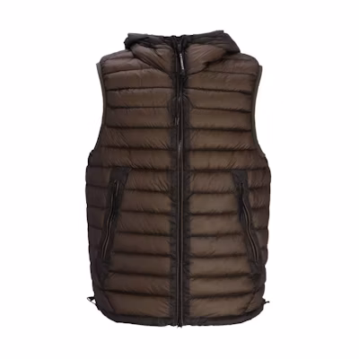 C.P. Company Brown Hooded Zip-Up Sleeveless Vest. 15CMOW171A006099A670