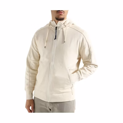C.P. Company Full-Zip Hoodie Sweater Off-White CMSS082A005086W402