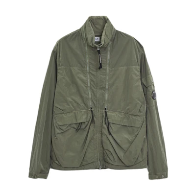 C.P. Company Green Full-Zip Solid Color Stand Collar Jacket 16CMOW012A005904G627