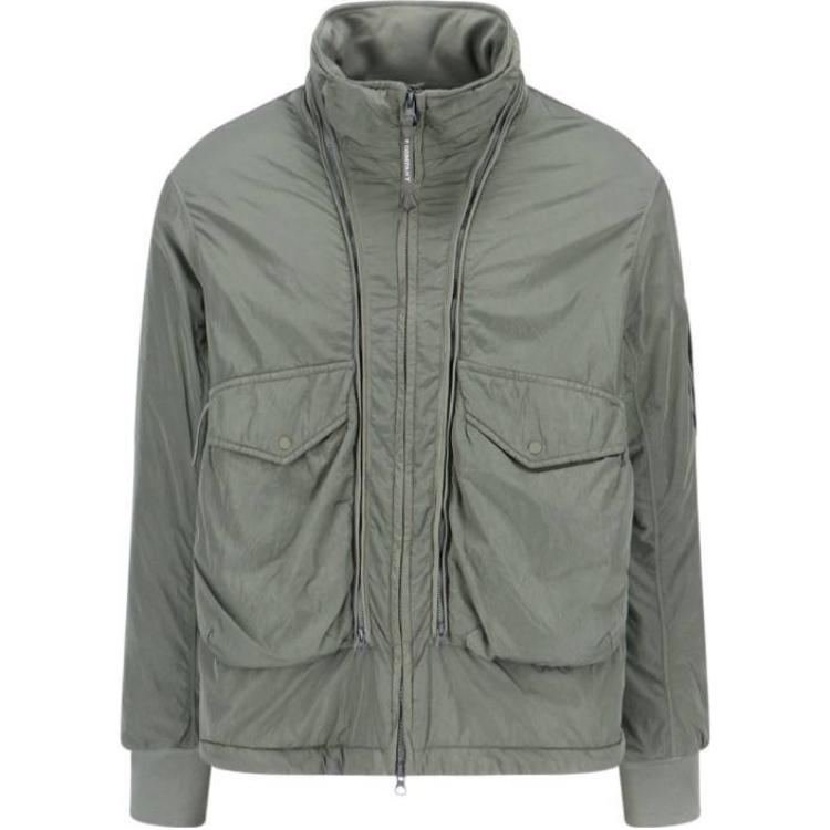 C.P. Company  Green Zip-Up Jacket with Logo Badge. CMOW089A005904G674