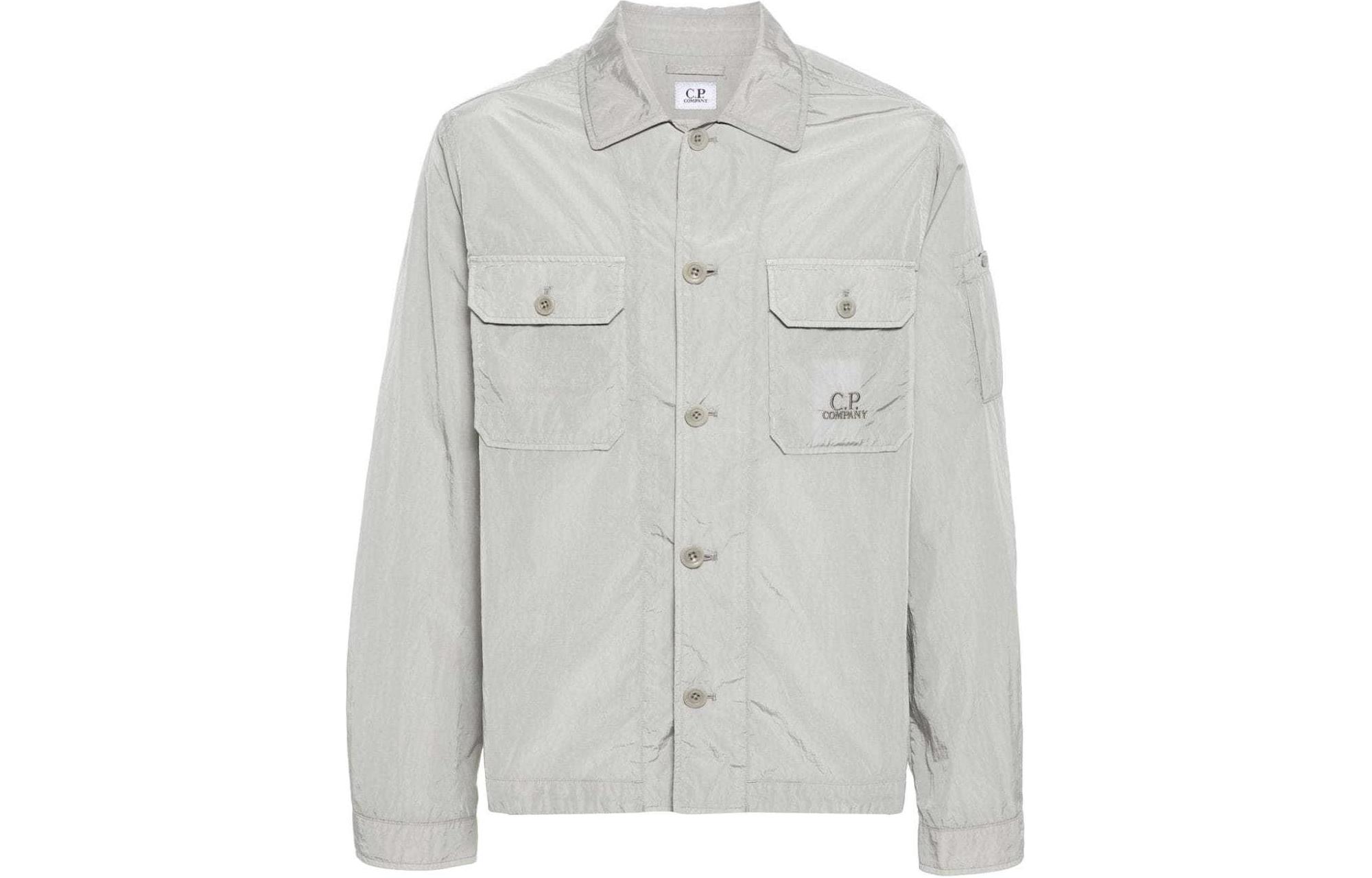 Order C.P. カンパニー グレー ロゴパッチ付き長袖ジャケット ボタン留め. 16CMOS106A005904G913