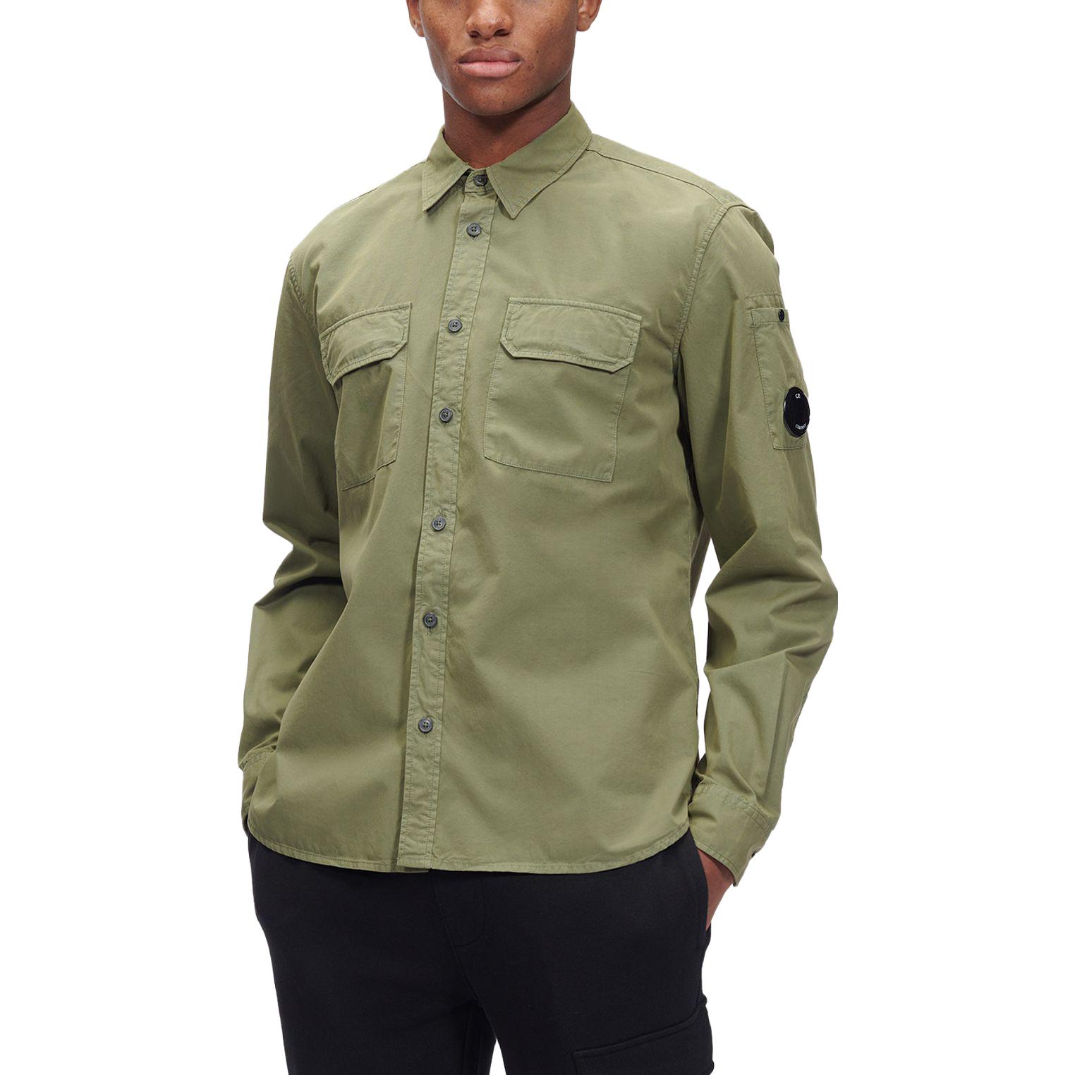 Lookbook C.P. Company Kemeja Lengan Panjang Solid Bronze Green. 14CMSH157A002824G648