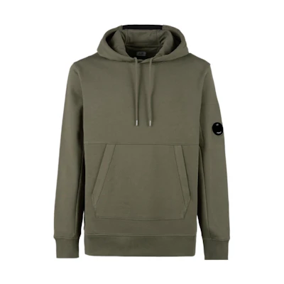 C.P. Company Army Green Pullover Hoodie with Front Pocket - Fall Edition 13CMSS023A005086W669