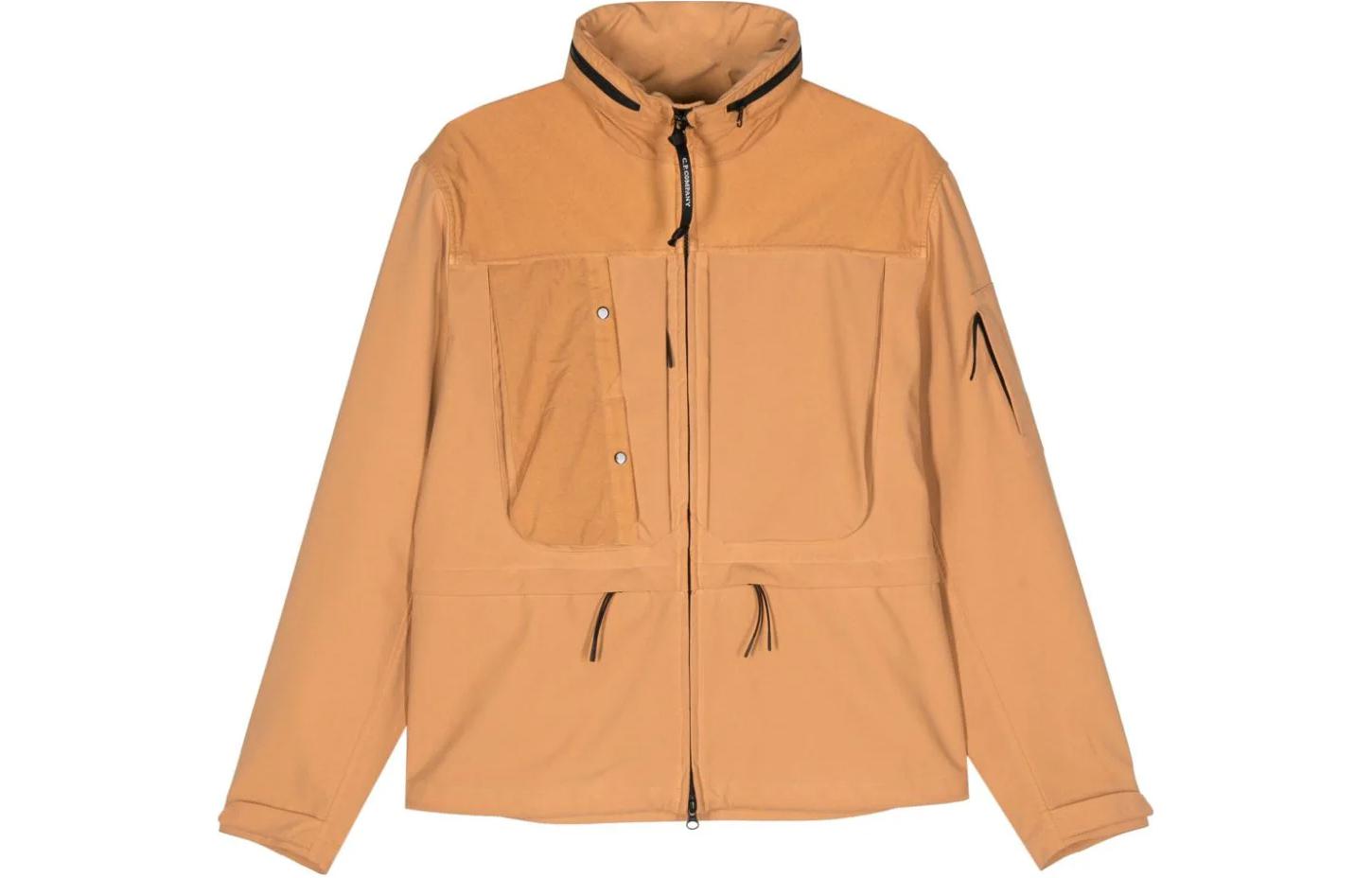 C.P. Company Beige Logo High-neck Loose Fit Zip Jacket MOW104A006364M437