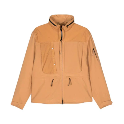 C.P. Company Beige Logo High-neck Loose Fit Zip Jacket MOW104A006364M437