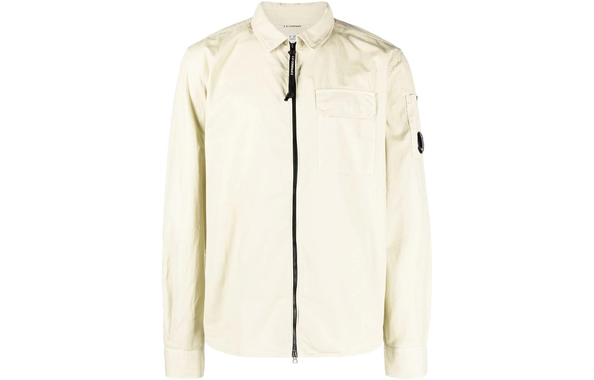 C.P. Company Beige Zip-Up Collared Long Sleeve Jacket Men 13CMSH158A002824G118