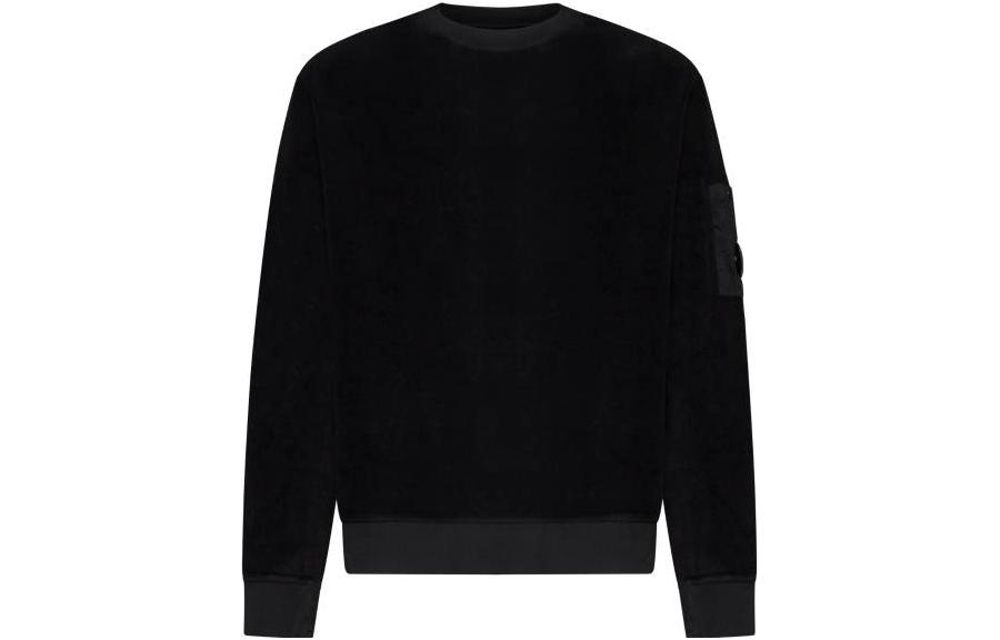 C.P. Company Black Crewneck Logo Patch Long Sleeve Sweatshirt for Men 15CMSS261A006614G999