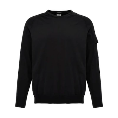 C.P. Company Black Crewneck Raglan Long-Sleeve Sweatshirt 16CLKN010A110059A999