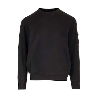 C.P. Company Black Crewneck Slim Fit Long Sleeve Sweatshirt 16CMSS098A110044G999