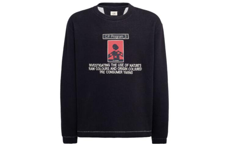 C.P. Company Black Crewneck Sweatshirt with Logo Print Design 15CMSS361A110028A999