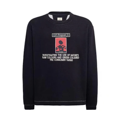 C.P. Company Black Crewneck Sweatshirt with Logo Print Design 15CMSS361A110028A999