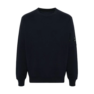 C.P. Company Black Crewneck Sweatshirt with Logo Patch CMSS023A005086W888