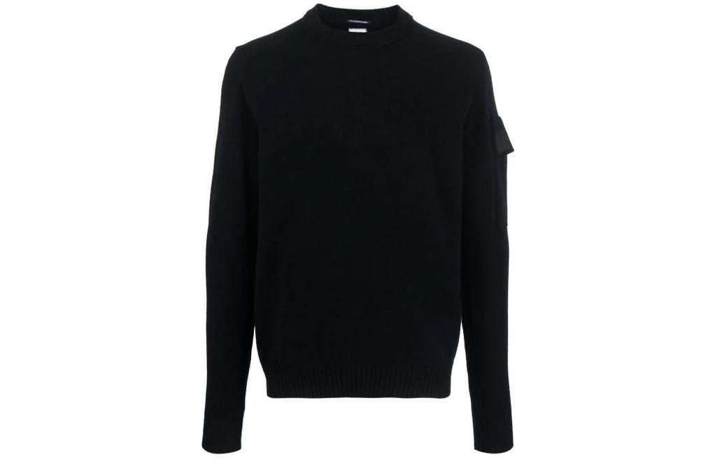 C.P. Company Black Crewneck Sweatshirt with Side Logo Badge 14CMKN130A006482A999