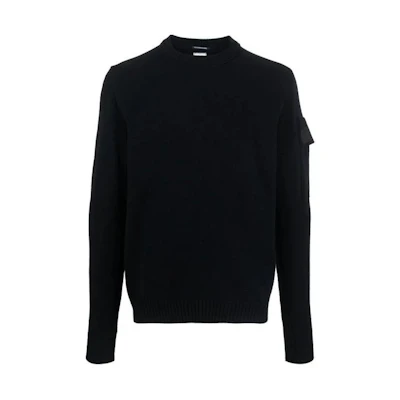C.P. Company Black Crewneck Sweatshirt with Side Logo Badge 14CMKN130A006482A999