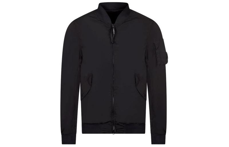 C.P. Company Black Full-Zip Solid Color Long Sleeve Jacket CMOW186A005864G999