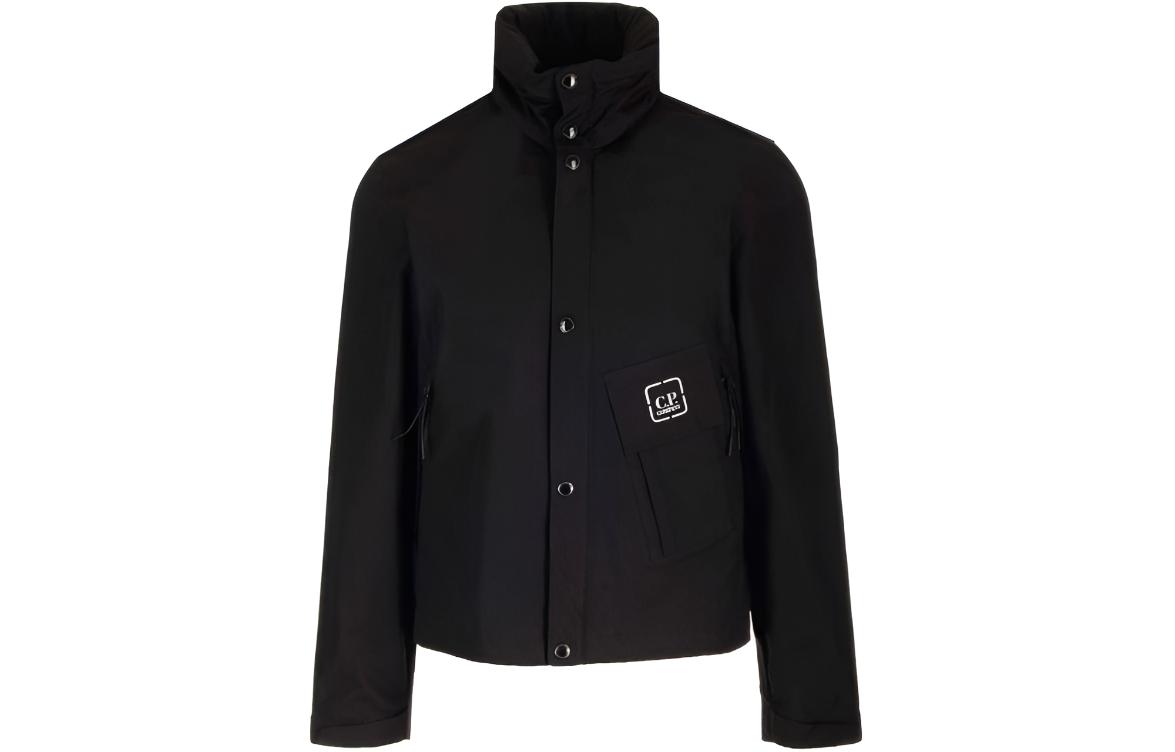 C.P. Company Black High-Collar Single-Breasted Jacket 16CLOW008A006450A999