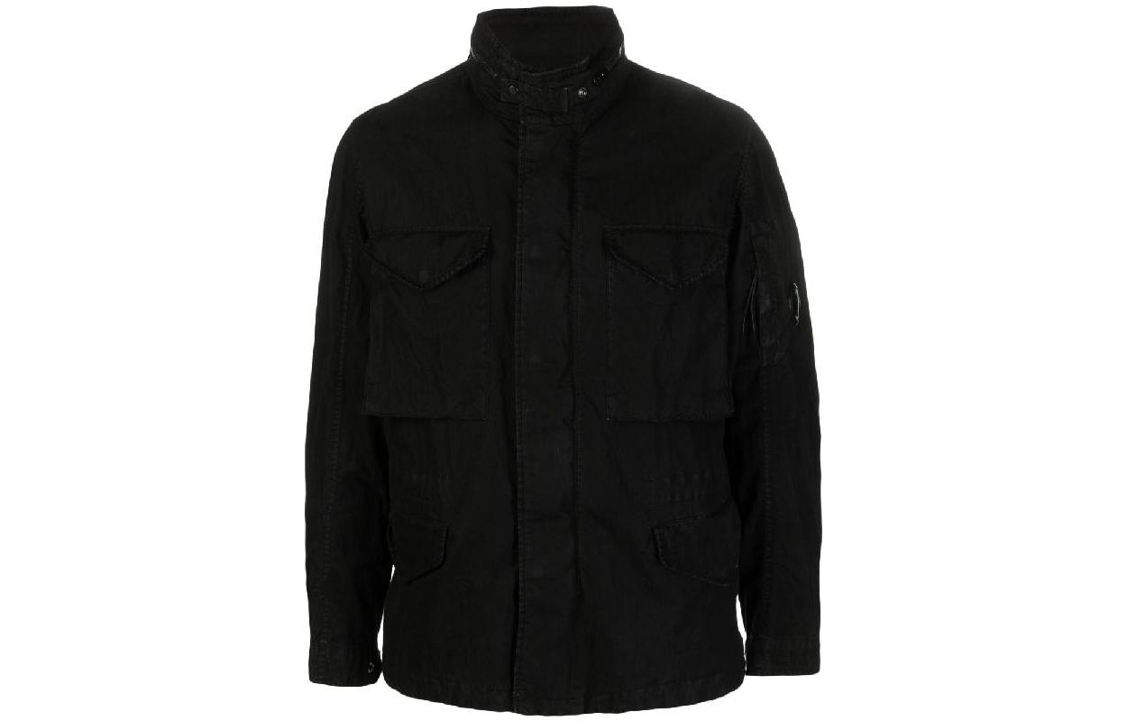 C.P. Company Black High-Neck Zip-Up Solid Long Sleeve Jacket MOW358A6233G999