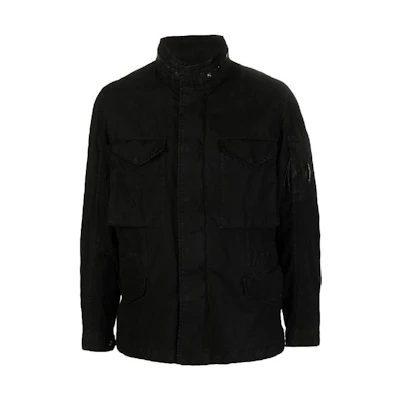 C.P. Company Black High-Neck Zip-Up Solid Long Sleeve Jacket MOW358A6233G999