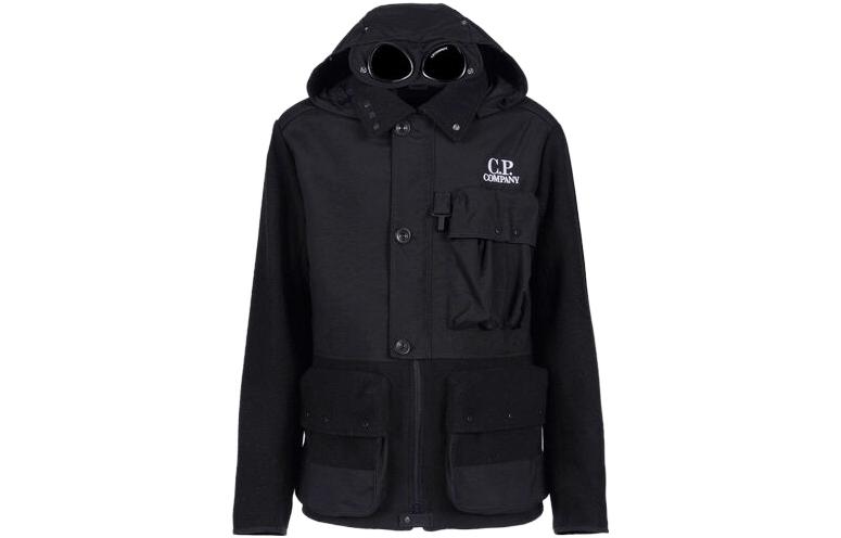 C.P. Company Black Hooded Jacket with Multiple Pockets CMOW274A006168M999