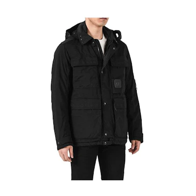 C.P. Company Black Hooded Zip-Up Jacket with Multiple Pockets 09CMOW092A005782G999