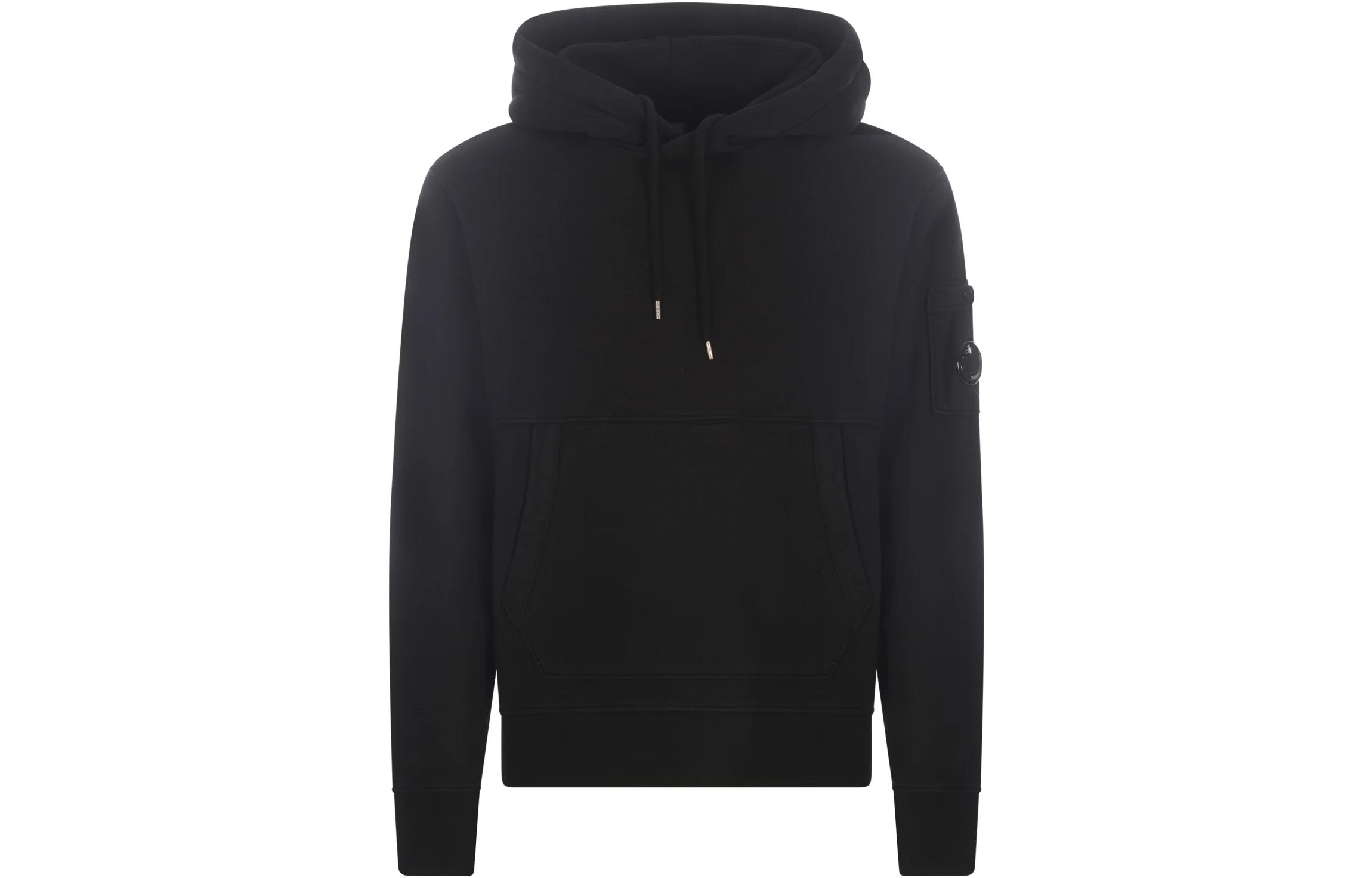 C.P. Company Black Hoodie Long Sleeve Casual Pullover CMSS009A6372G999