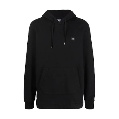 C.P. Company Black Hoodie with Solid Color Logo Patch 11CMSS140A005909G999