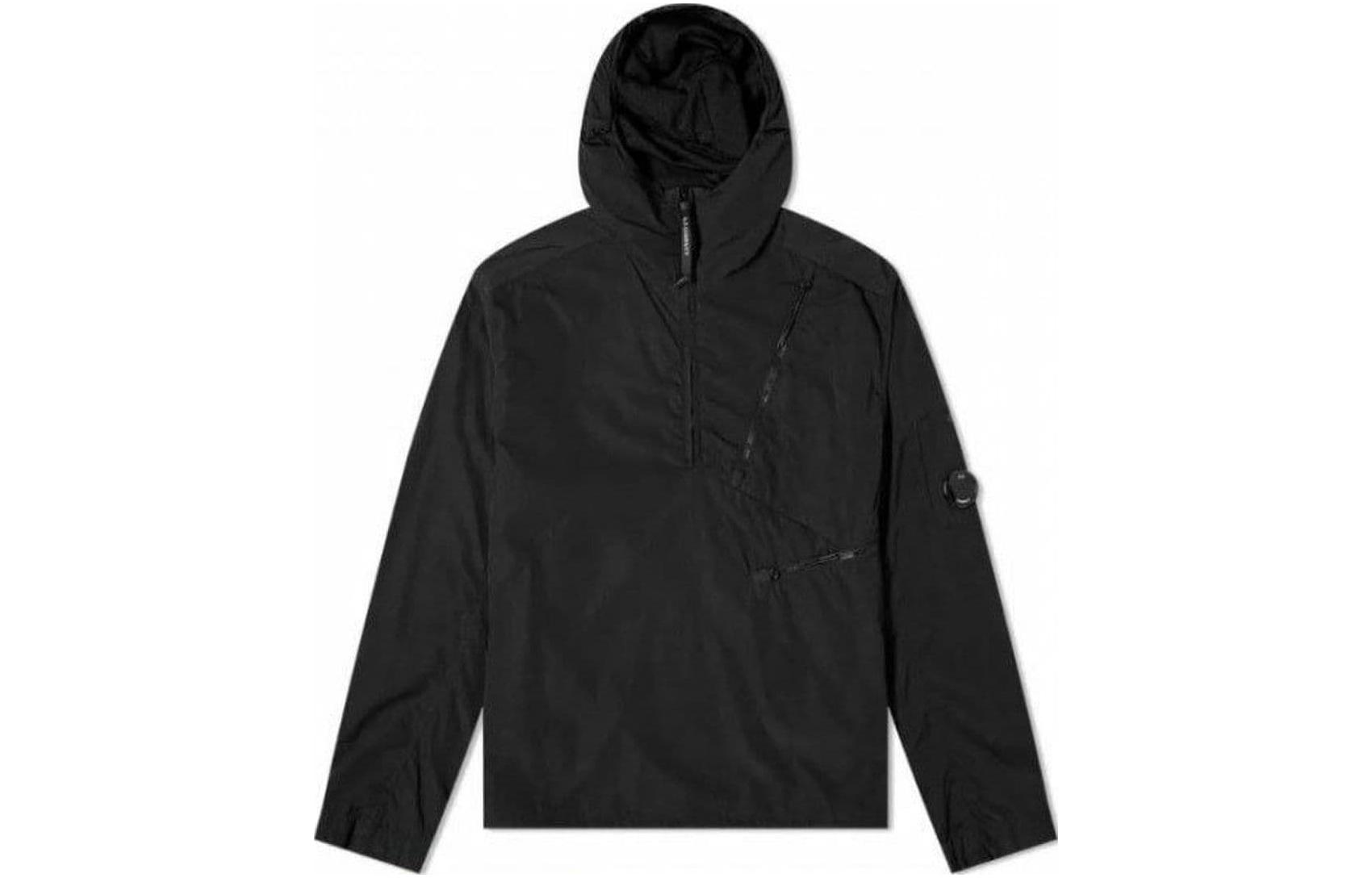 C.P. Company Black Logo Hoodie Half-Zip Jacket 09CMOS072A005148G999