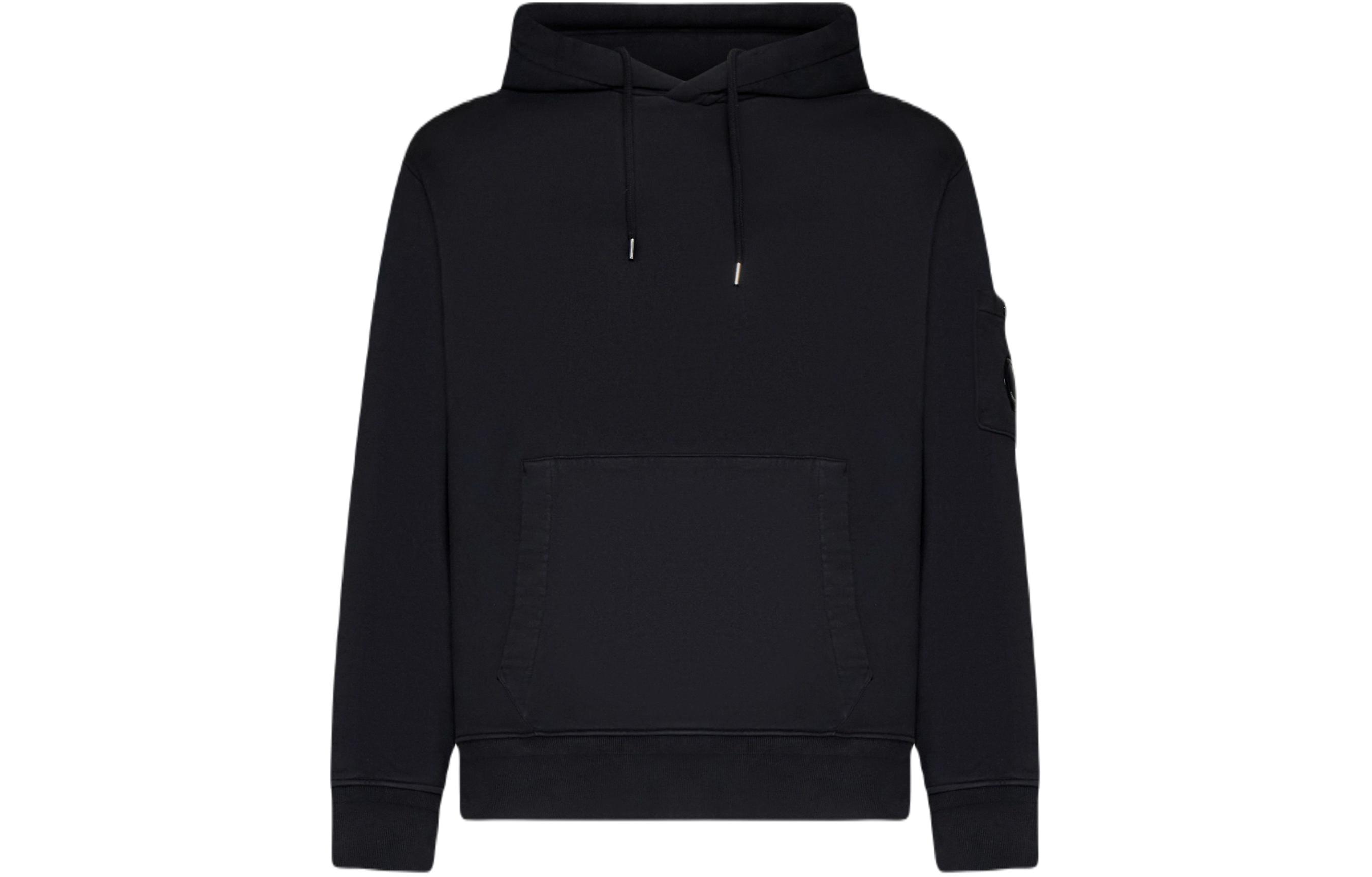 C.P. Company Black Logo Hoodie with Drop Shoulder Design 16CMSS099A110044G999