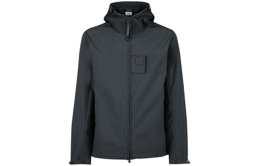 C.P. Company Black Logo Hoodie Zip-Up Jacket with Embroidered Print 12CMOW064A005968A978