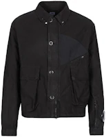 C.P. Company Black Logo Print Long-Sleeve Button-Up Jacket 14CMOW175A006456G999 C.P. Company Black Logo Print Long-Sleeve Button-Up Jacket 14CMOW175A006456G999