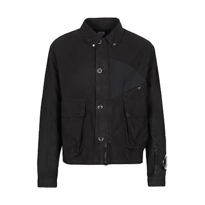 C.P. Company Black Logo Print Long-Sleeve Button-Up Jacket 14CMOW175A006456G999