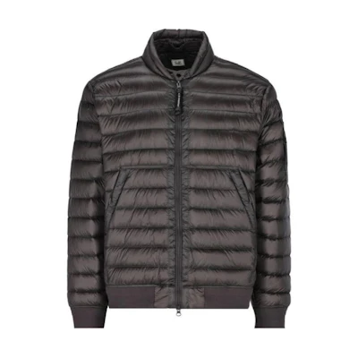 C.P. Company Black Logo Zip-Up High Neck Jacket for Men CMOW035A006099A999