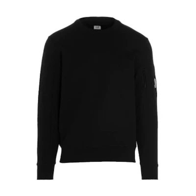 C.P. Company Black Long-Sleeve Crewneck Pullover Sweatshirt 10CMSS045A005086W999