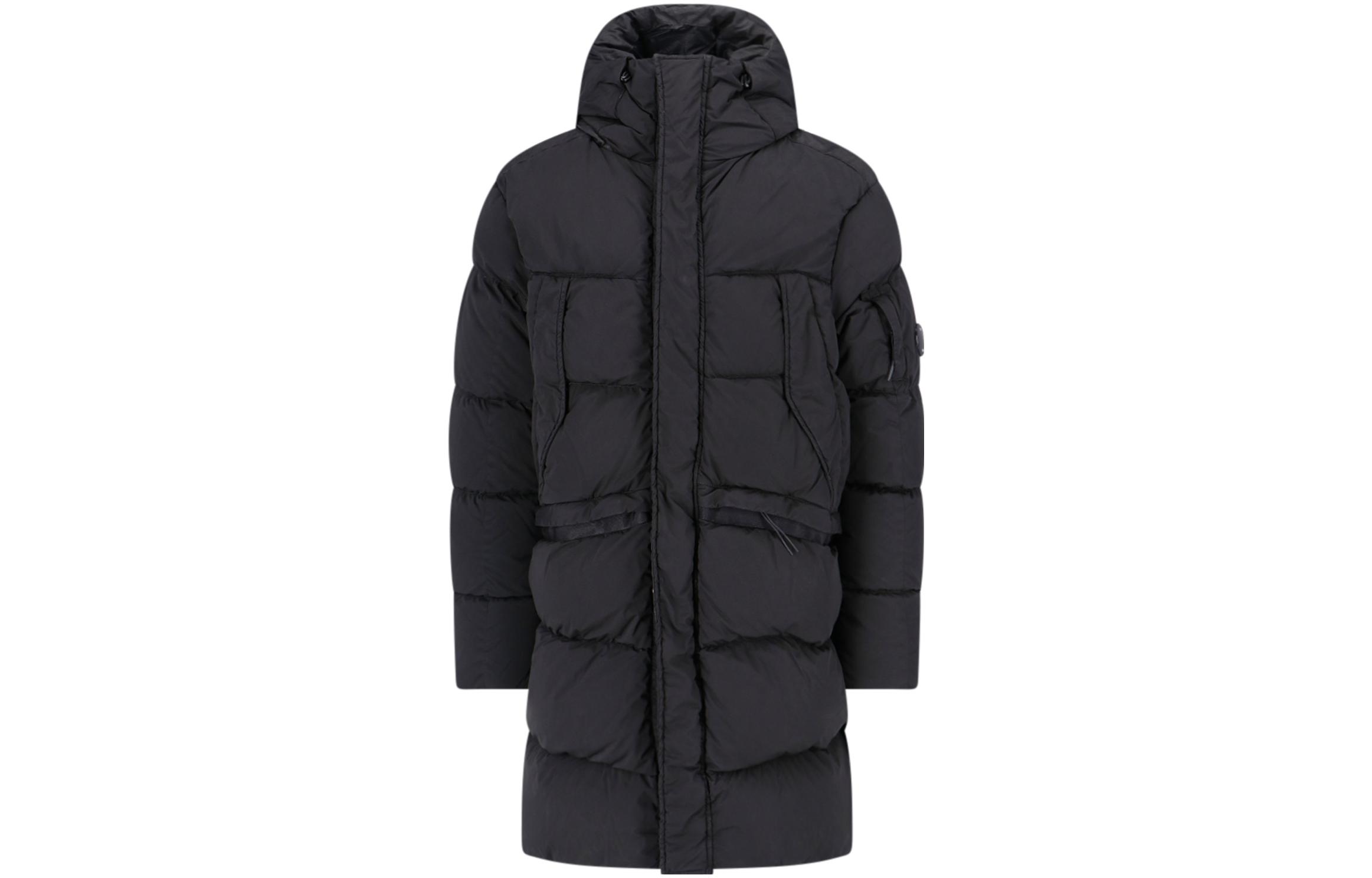 C.P. Company Black Long-Sleeve Mid-Length Hooded Jacket 15CMOW371A005864G999