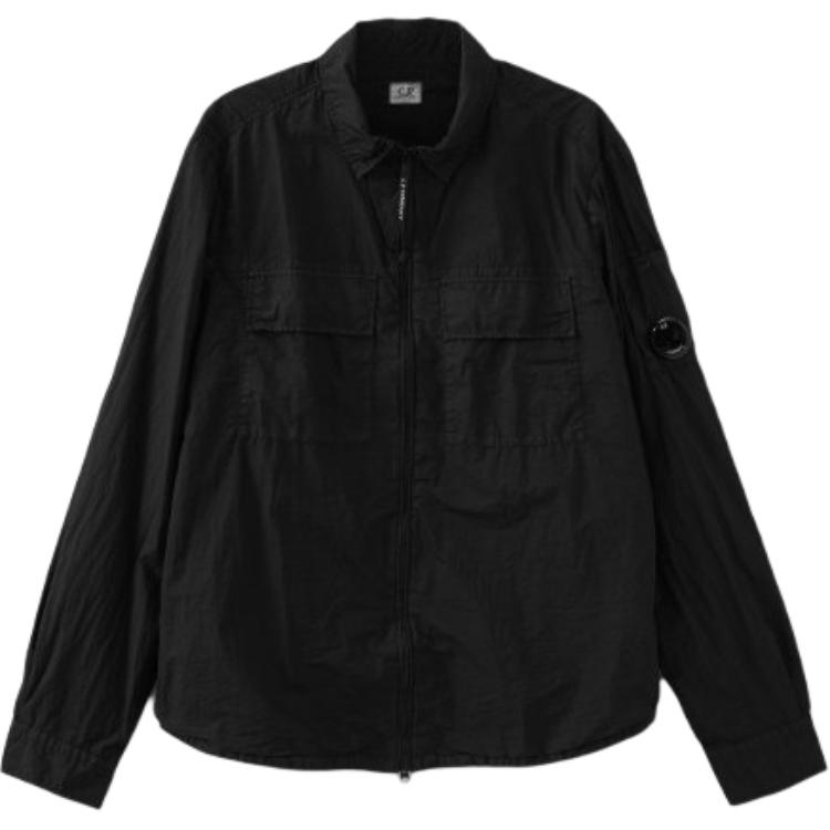 C.P. Company Black Loose Fit Long Sleeve Zip Jacket with Logo CMSH249A005783G999