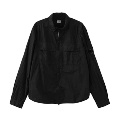 C.P. Company Black Loose Fit Long Sleeve Zip Jacket with Logo CMSH249A005783G999