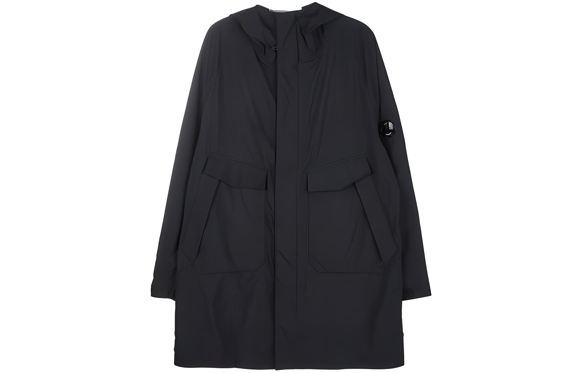 C.P. Company Black Mid-Length Zip-Up Hooded Jacket for Men 11CMOW162A005967A999