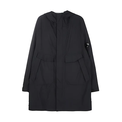C.P. Company Black Mid-Length Zip-Up Hooded Jacket for Men 11CMOW162A005967A999