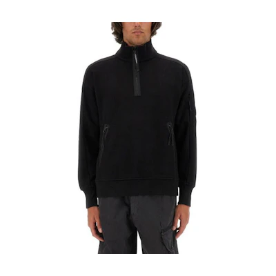 C.P. Company Black Plain Pullover Sweatshirt with Logo Patch for Men CMSS027A005086W999