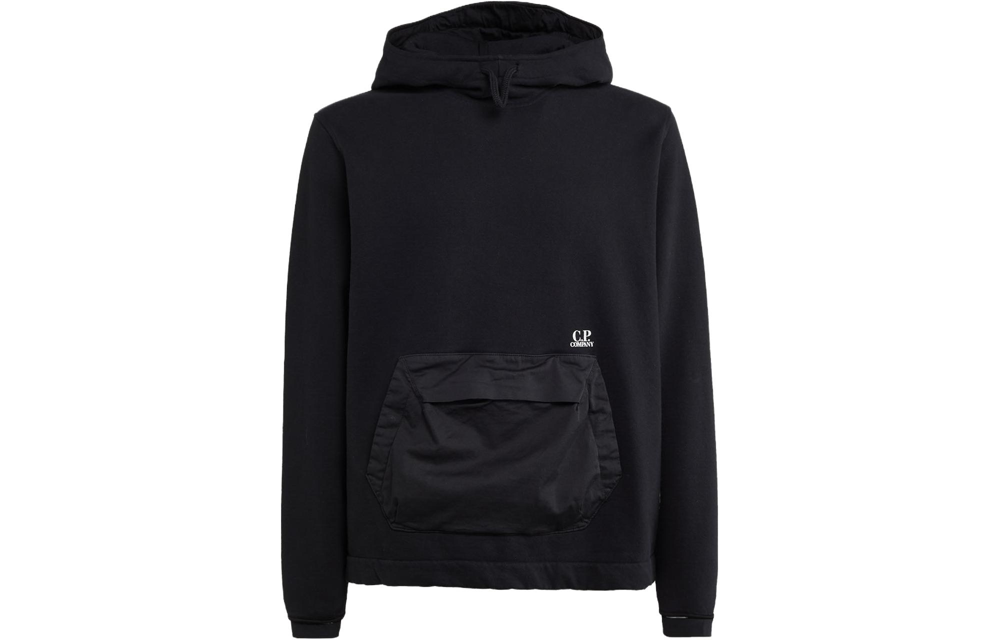 C.P. Company Black Pullover Hoodie Long-Sleeve Solid Color 15CMSS319A006090M999