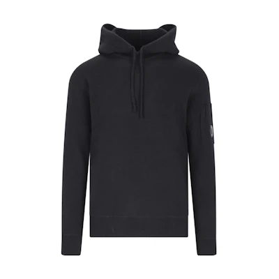 C.P. Company Black Pullover Hoodie Long Sleeve Solid Color 15CMKN091A005504A999