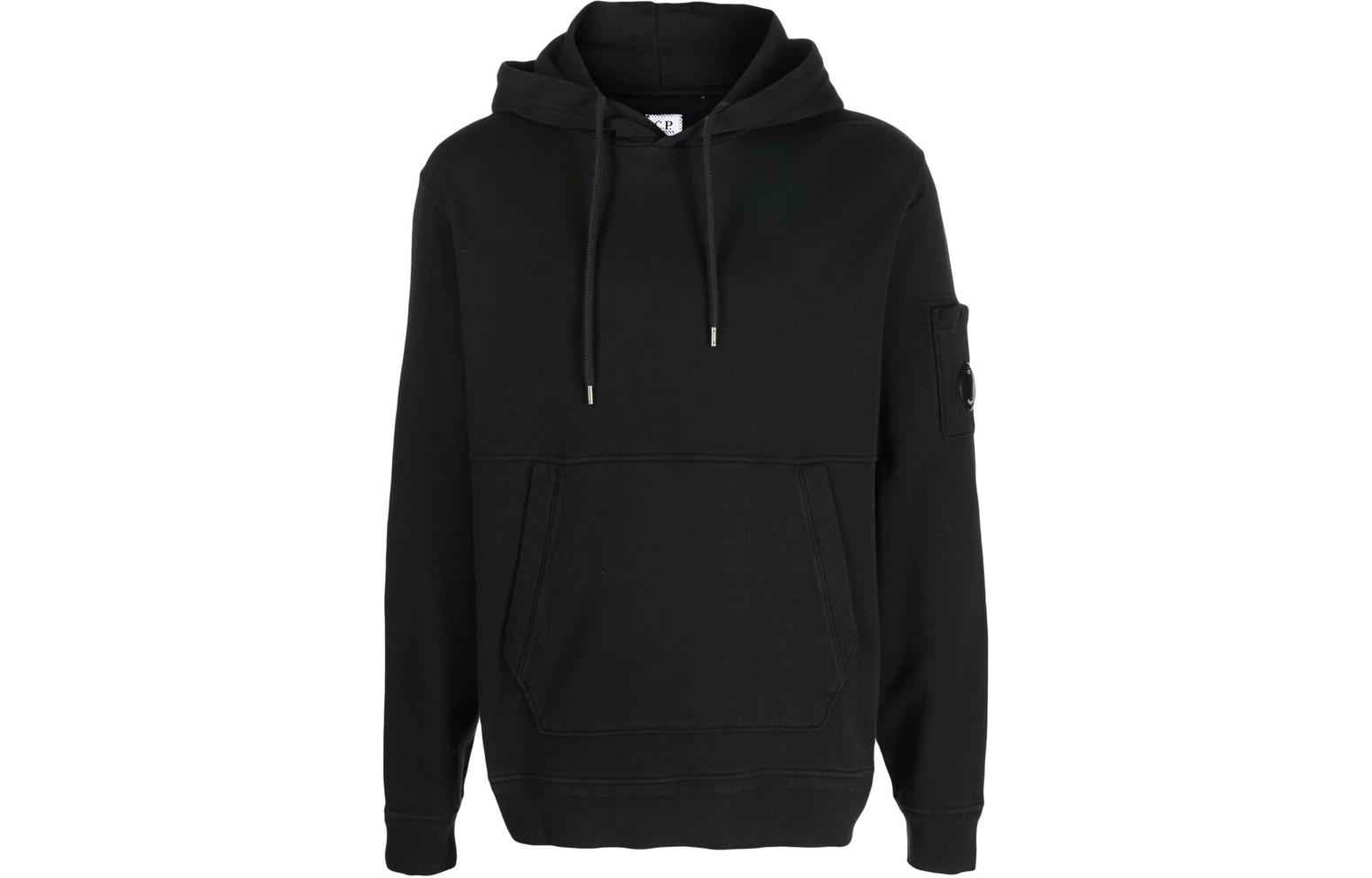 C.P. Company Black Pullover Hoodie with Pocket 14CMSS137A005398G999