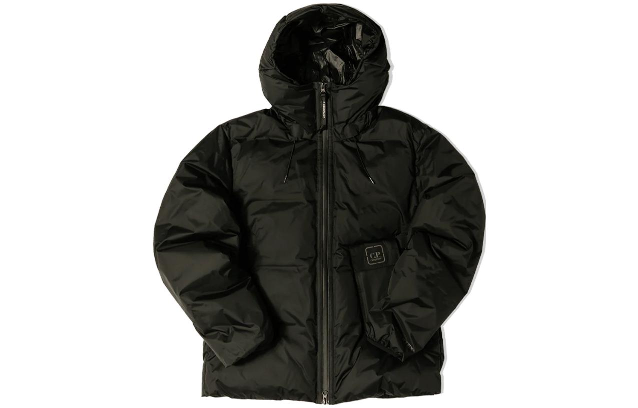 C.P. Company Black Quilted Hoodie Jacket with Zip Pocket-Unisex 15CLOW015A006577A999
